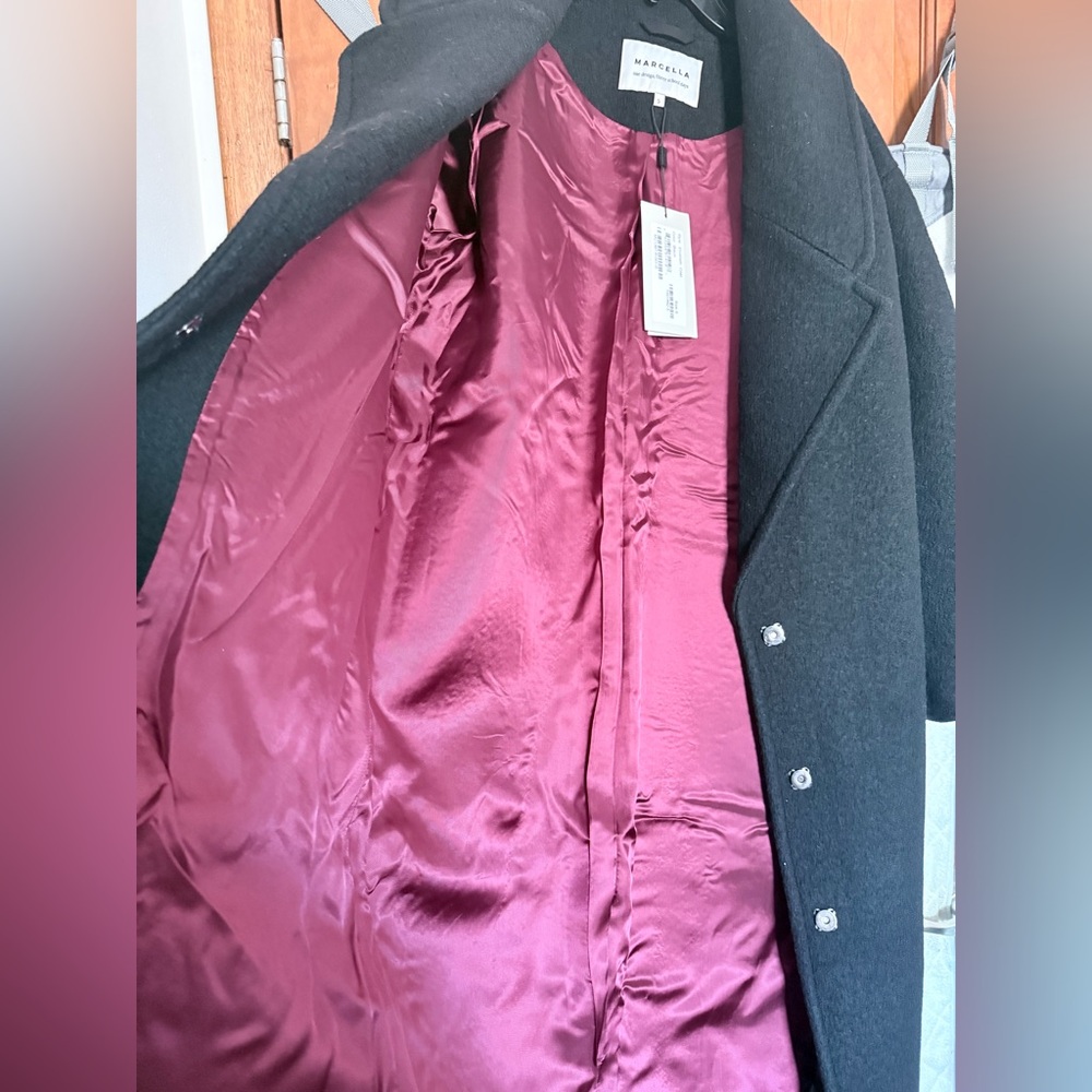 Marcella Black 100% Wool Coat The Elizabeth sz Small - Picture 3 of 6